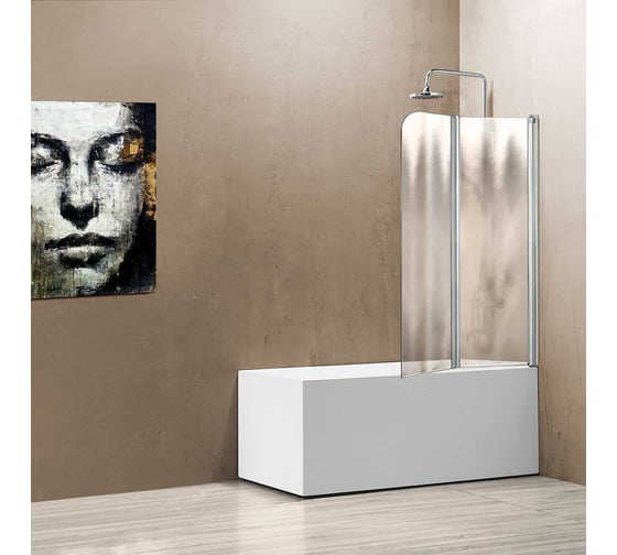 Изображение товара Душевая шторка на ванну VINCEA 1140х1400, хром, стекло шиншилла, правая VSB-12114CH-R