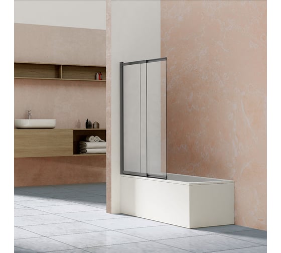 Изображение товара Душевая шторка на ванну VINCEA 1000x1450, вороненая сталь, стекло прозрачное VSB-1E100CLGM