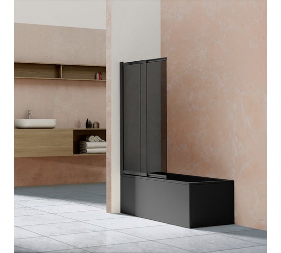 Изображение товара Душевая шторка на ванну VINCEA 1000x1450, матовый черный, стекло тонированное VSB-1E100CGB