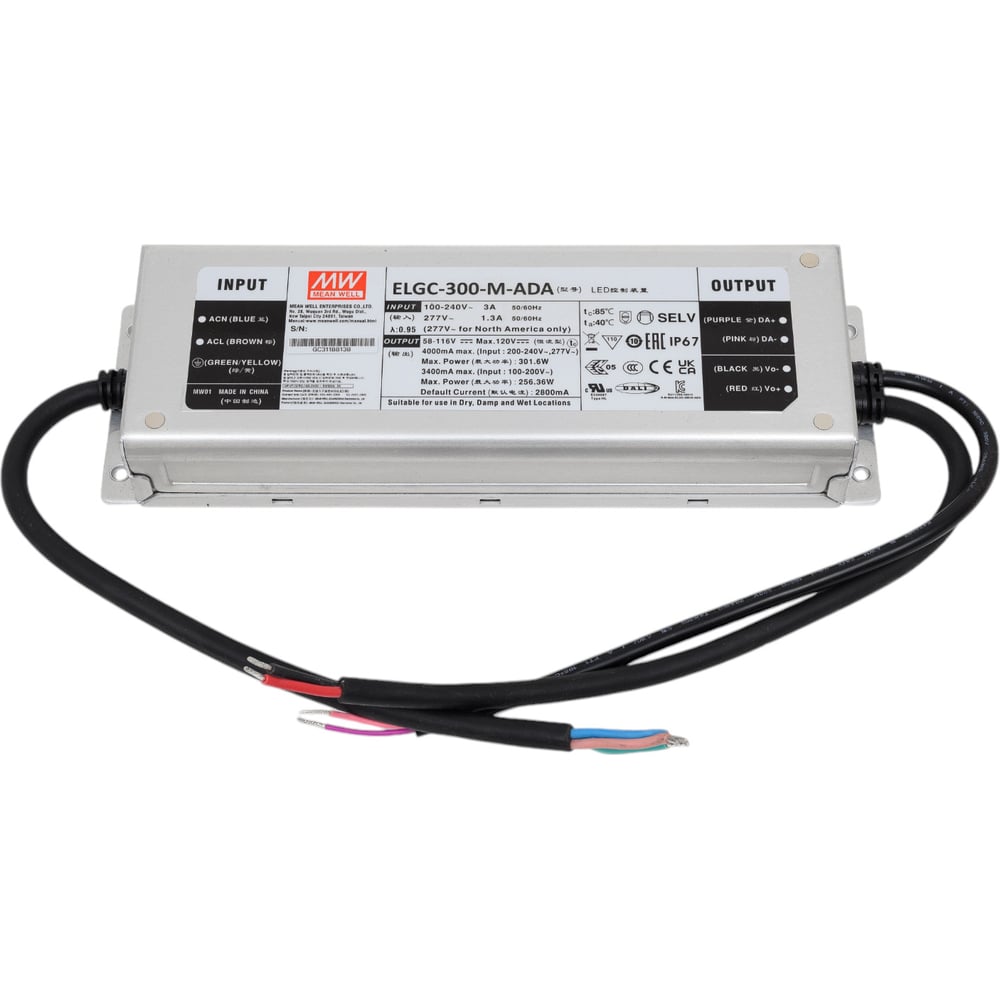 Изображение товара LED-драйвер Mean Well ELGC-300-M-ADAAC-DC 300 Вт для светодиодных систем
