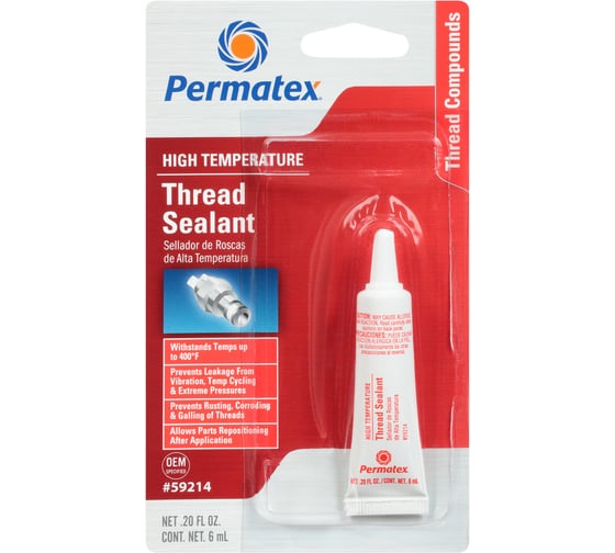 Изображение товара Герметик трубопроводов PERMATEX термостойкий с тефлоном 6мл. 59214