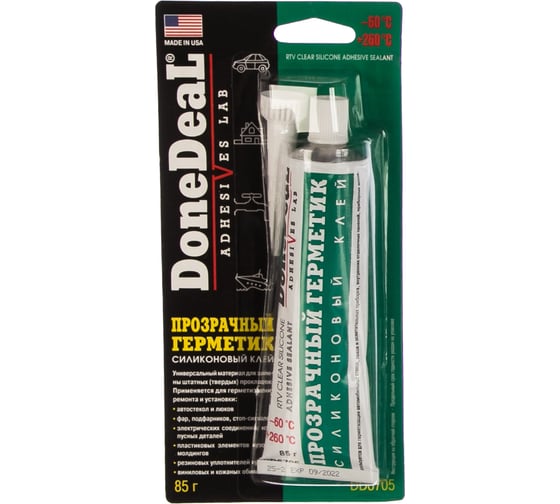 Изображение товара Прозрачный силиконовый герметик-клей для стекол 85 г Done Deal DD6705