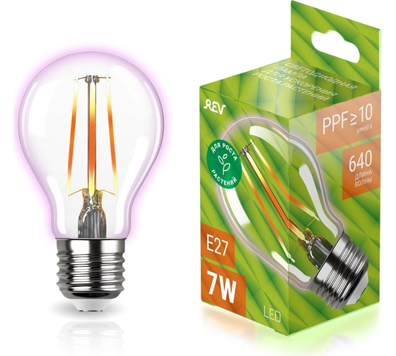 Изображение товара Светодиодная лампа для растений REV А60 E27 7W FILAMENT, 575-650Нм, PPF10 32416 4