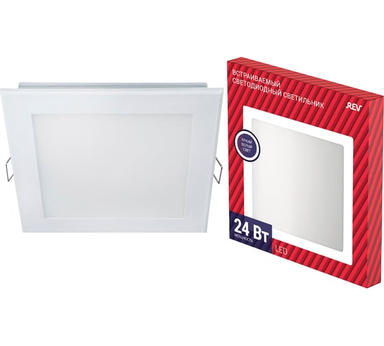 Изображение товара Светильник встраиваемый REV для офиса, светодиодный, SUPERSLIM QUADRO, 292х292х15мм, 24Вт, 4000К, 2040Лм, IP20, 28983 8