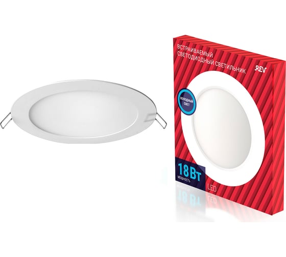 Изображение товара Встраиваемый светодиодный светильник REV, SUPERSLIM ROUND, 188x188x15мм, 18Вт, 6500К, 1530Лм, IP20, 28942 5