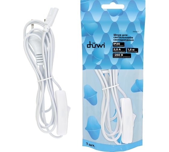 Изображение товара Шнур питания с выключателем для светодиодного линейного светильника REV T5 Line 1,5 м блистер 28948 7