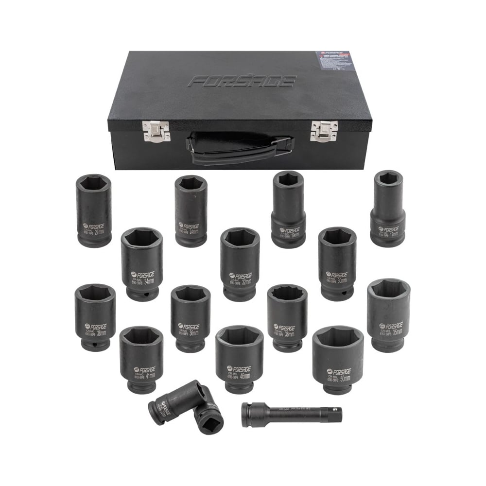 Изображение товара Набор ударных головок Forsage 3/4 дюйма 16 предметов глубокие