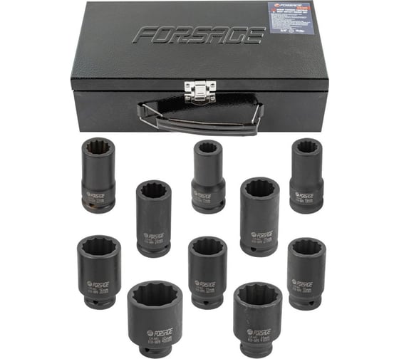 Изображение товара Набор головок ударных глубоких Forsage 3/4", 10 предметов F-6108-9MPB(54938)