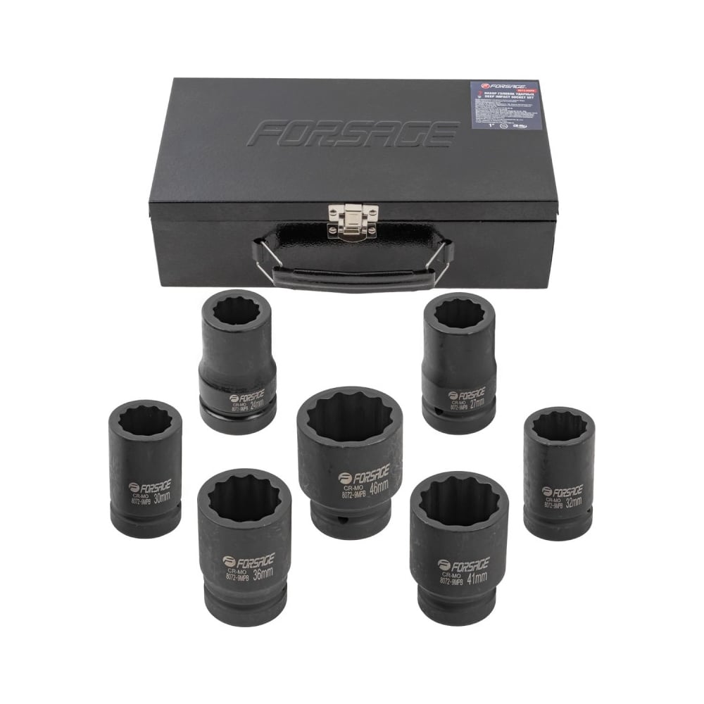 Изображение товара Набор ударных головок глубоких 1  , 7 шт, Forsage F-8072-9MPB