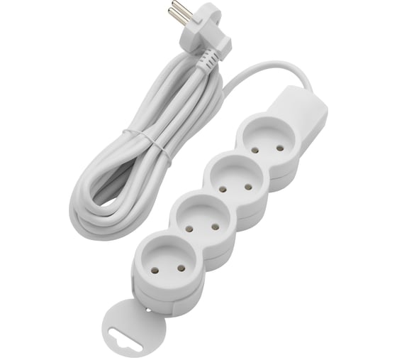 Изображение товара Удлинитель duwi 4 гнезда, без выключателя, без земли, с держателем, 3 м 32010 6