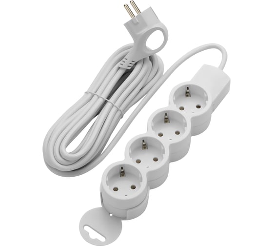 Изображение товара Удлинитель duwi 4 гнезда, без выключателя, с землей, с держателем, 5 м 32013 7