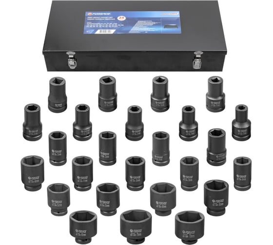 Изображение товара Набор головок ударных 25 шт, 1"DR, 6 гр. Forsage F-8251-5MPB(54956)