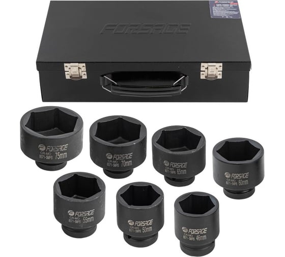 Изображение товара Набор головок ударных 1" Forsage 7пр. (6гр.) (46,50,55,60,65,70,75мм) F-8071-5MPB(54945)