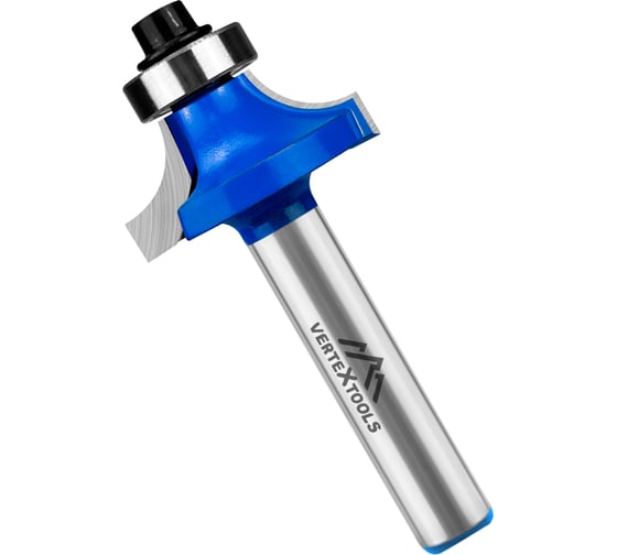 Изображение товара Фреза кромочная калевочная с подшипником 12.7 мм, хв-к 8 мм, d-25 мм, h-11 мм, b-6 мм, r-6 мм, l-55.3 мм vertextools 3514-081125