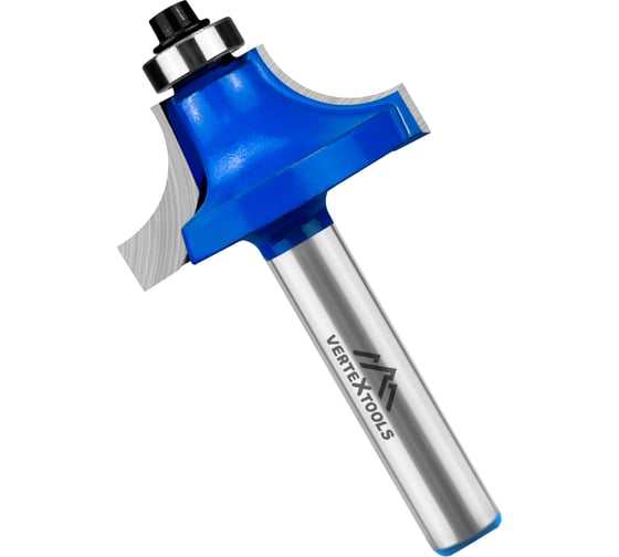 Изображение товара Фреза кромочная калевочная с подшипником 9.5 мм хв-к 8 мм, d-33 мм, h-16 мм, b-11,75 мм, r-10 мм, l-58.5 мм vertextools 3513-081633