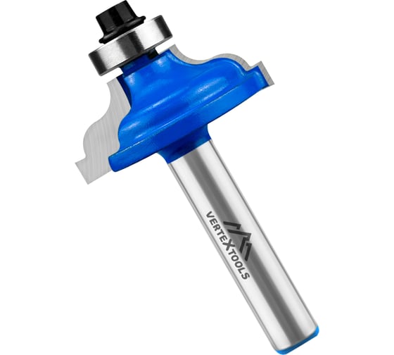 Изображение товара Фреза кромочная калевочная с подшипником 12.7 мм, хв-к 8 мм, d-33 мм, h-12 мм, b-10 мм, r-4 мм, l-56.3 мм vertextools 3517-081233