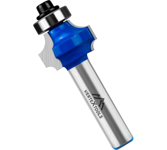 Изображение товара Фреза кромочная калевочная с подшипником 12.7 мм, хв-к 8 мм, d-20 мм, h-12 мм, b-3.5 мм, r1-4 мм, r2-2 мм, l-56.5 мм vertextools 3515-081220