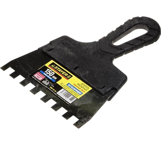 Изображение товара Нержавеющий зубчатый шпатель STAYER 150мм, зуб 10х10мм 1009-15-10