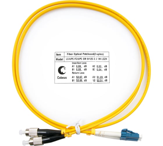 Изображение товара Оптический шнур Cabeus duplex lc-fc 9/125 sm 10м lszh FOP(d)-9-LC-FC-10m