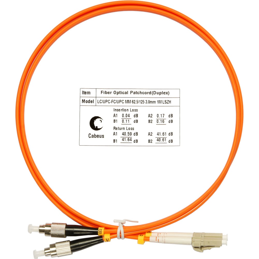 Изображение товара Оптический шнур Cabeus duplex lc-fc 62,5/125 мм 2м LSZH