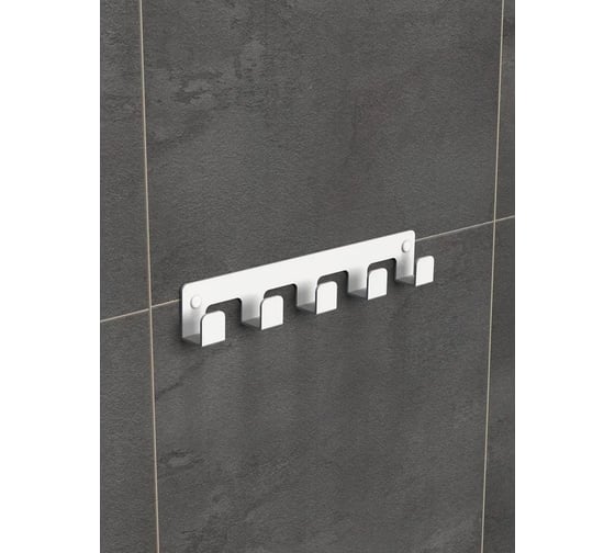 Изображение товара Ключница на 5 крючков Граф Держалкин 185x30 мм белая GDK-5-б