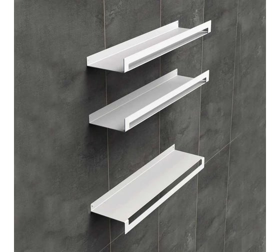 Изображение товара Набор №1 полка для бутылок (2 шт) и с полотенцесушителем (1 шт) Граф Держалкин horizon1 белый H1-trio-б