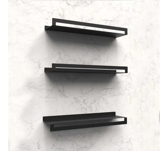 Изображение товара Набор №1 полка для бутылок (2 шт) и с полотенцесушителем (1 шт) Граф Держалкин horizon1 черный H1-trio-ч