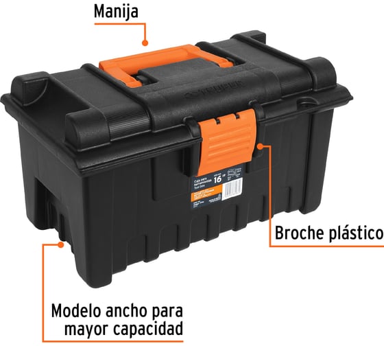 Изображение товара Пластиковый ящик для инструмента 16" Truper CHA-16N 19790