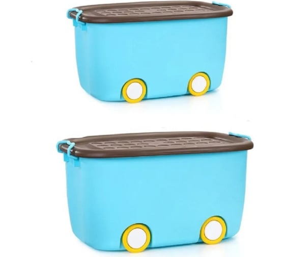 Изображение товара Набор ящиков для хранения на колесах Homium большой, 2 шт., голубой set2boxbig0001blue