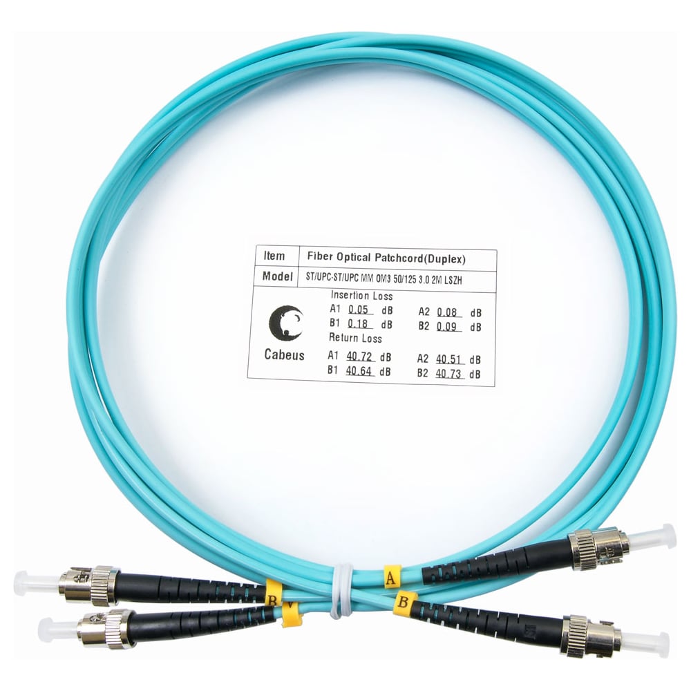 Изображение товара Оптический шнур Cabeus duplex st-st 50/125 mm om3 25м lszh FOP-50-ST-ST-25m