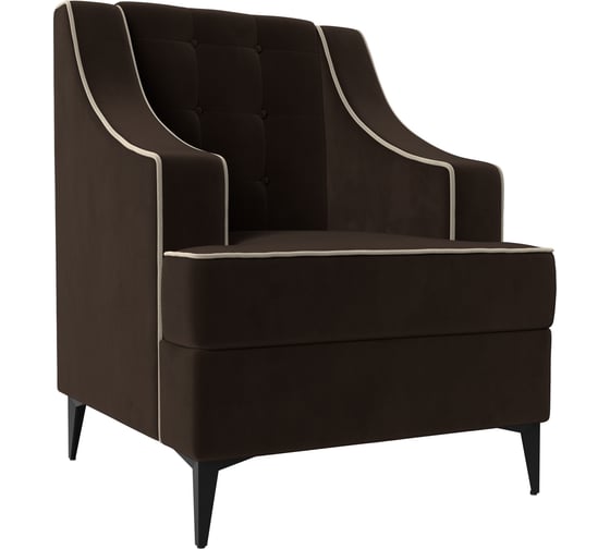 Изображение товара Кресло Лига диванов Марк полностью микровельвет коричневый, кант микровельвет бежевый 111878