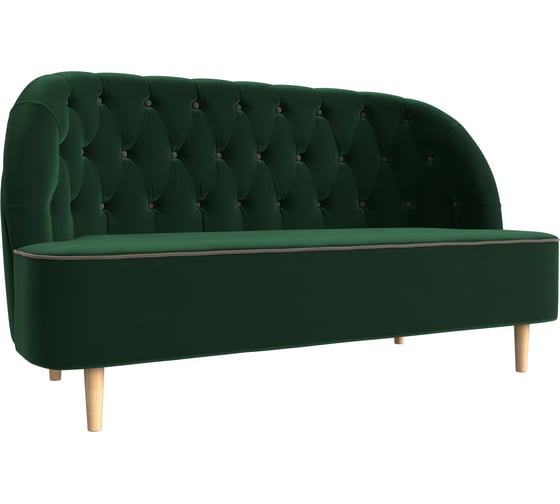 Изображение товара Кушетка Лига диванов Амиса полностью велюр зеленый, кант велюр коричневый 109830