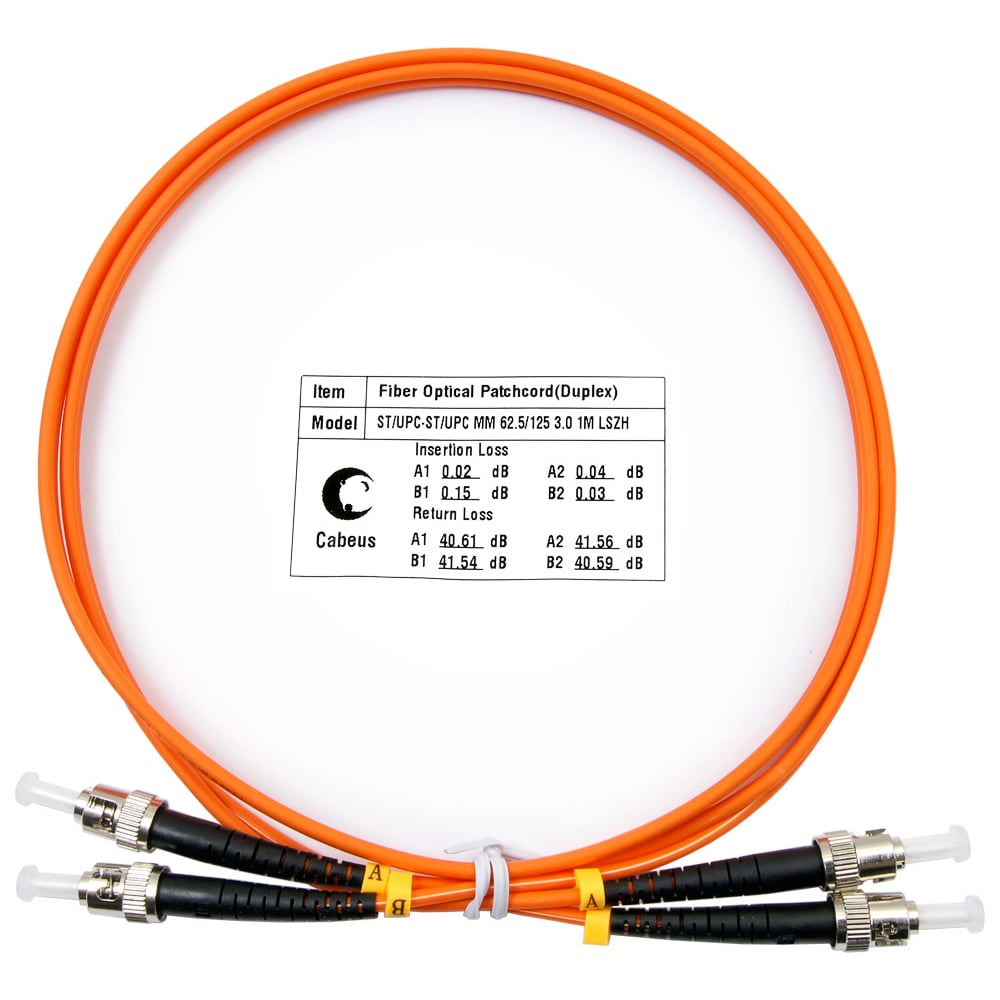 Изображение товара Оптический патч-корд Cabeus duplex ST-ST 62,5/125 мм 1,5 м LSZH 4 разъема
