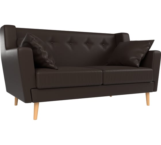 Изображение товара Прямой диван Лига диванов Брайтон 2 полностью экокожа коричневая 108935