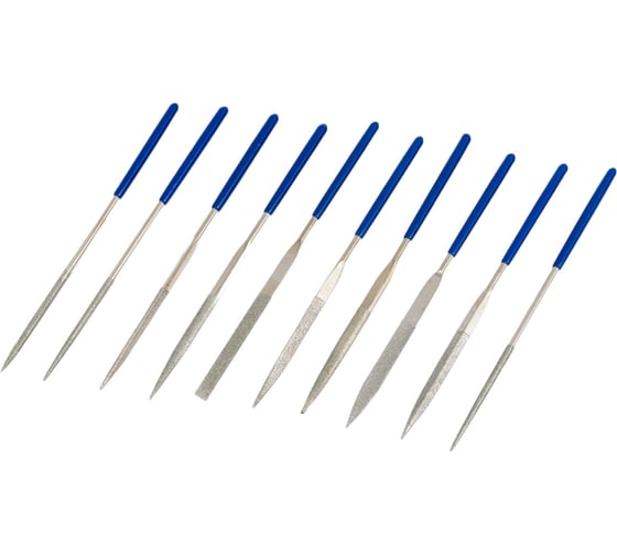 Изображение товара Набор алмазных надфилей, 10 предметов, 3x140x50 мм, рукоятки ПВХ РемоКолор 40-0-020