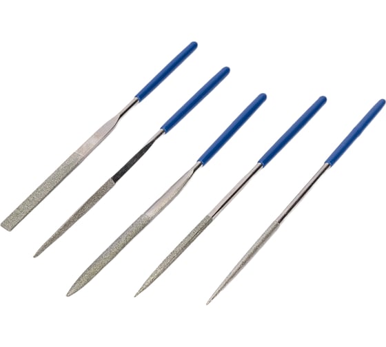 Изображение товара Набор алмазных надфилей, 5 предметов, 3x140x50 мм, рукоятки ПВХ РемоКолор 40-0-025
