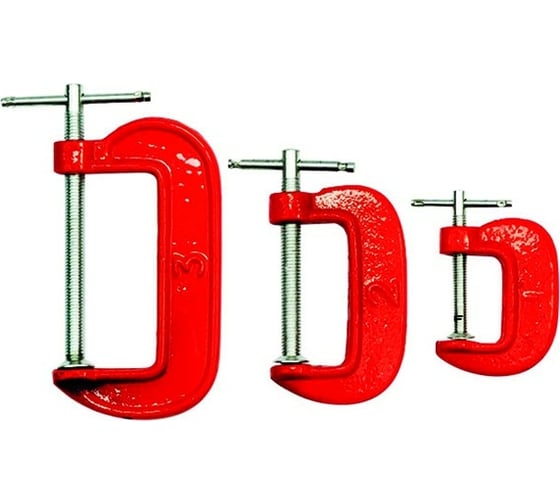 Изображение товара Набор струбцин G-образных, 3 предмета: 25, 50, 75 мм РемоКолор 44-0-003