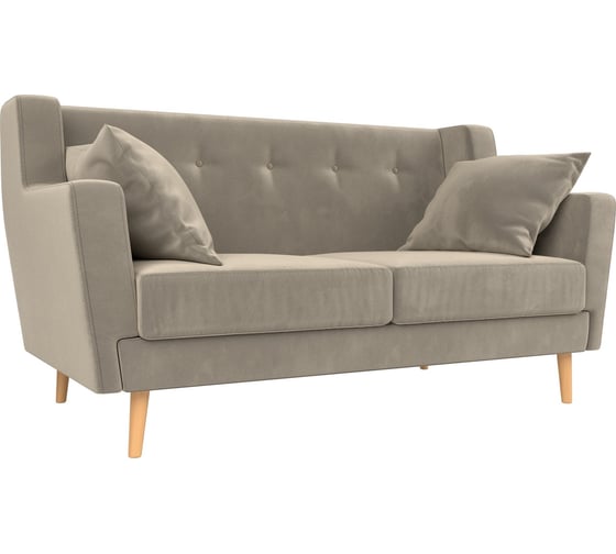 Изображение товара Прямой диван Лига диванов Брайтон 2 полностью микровельвет бежевый 108922