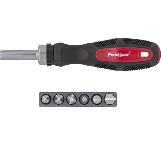 Изображение товара Реверсивная отвертка с набором бит РемоКолор 6 предметов, PH 1, 2, 3, SL 3, 5, 7 CrV 33-4-310