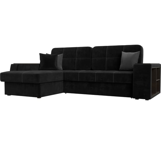 Изображение товара Угловой диван Лига диванов Брюссель левый полностью велюр черный 110654L