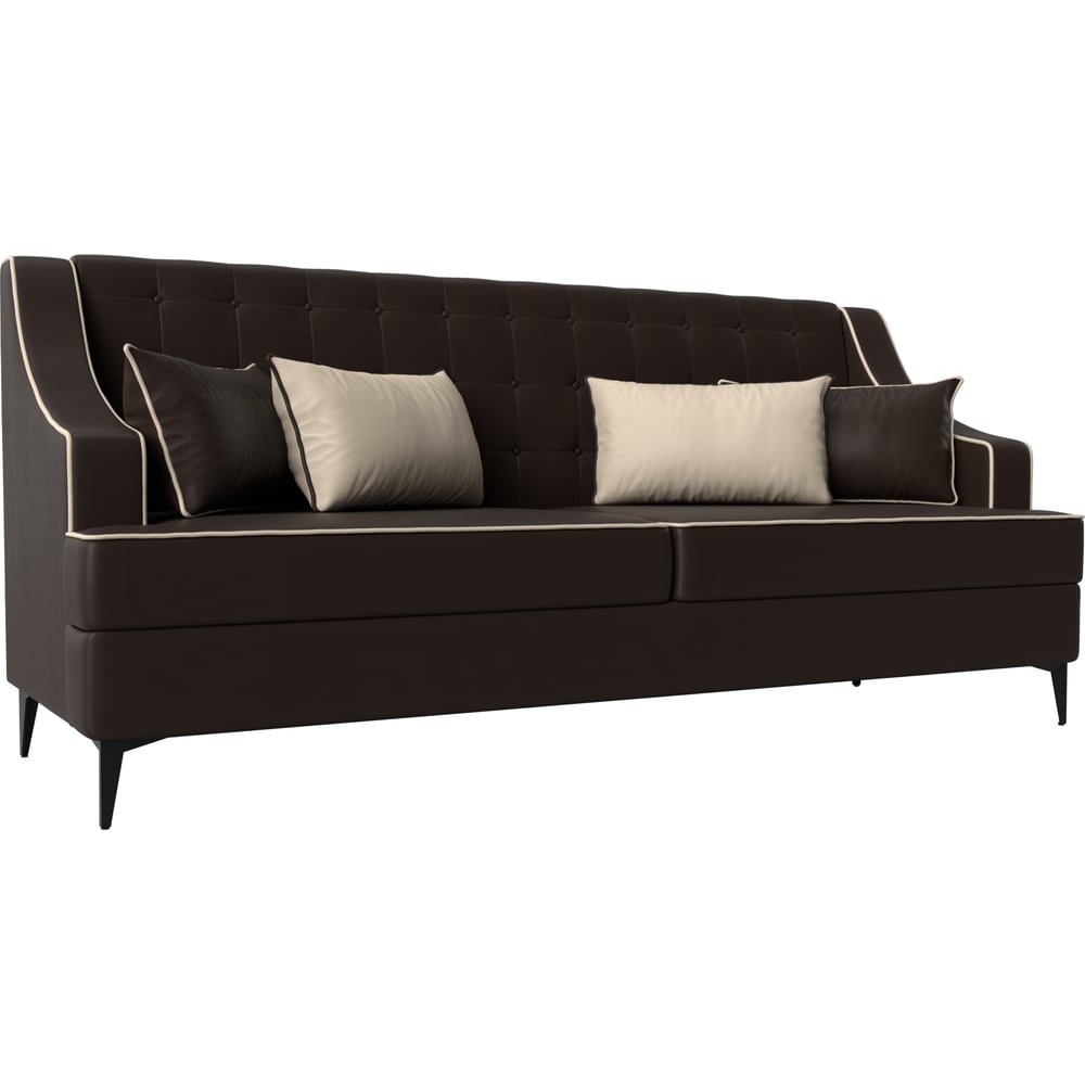 Изображение товара Прямой диван Лига диванов Марк из экокожи коричневый бежевый стиль модерн