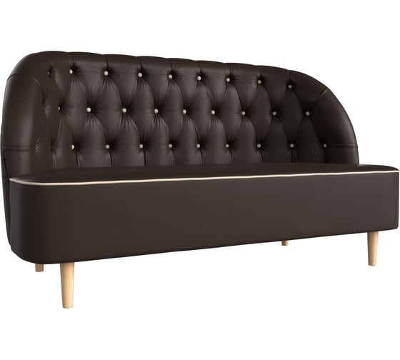 Изображение товара Кушетка Лига диванов Амиса полностью экокожа коричневая, кант экокожа бежевая 109849