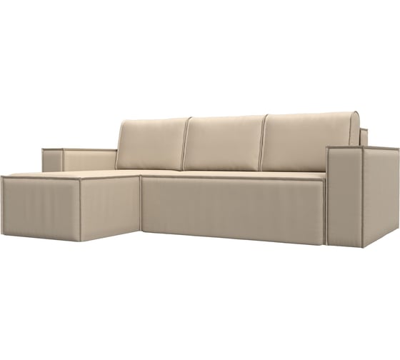 Изображение товара Угловой диван Лига диванов Куба левый полностью экокожа бежевая 108662L