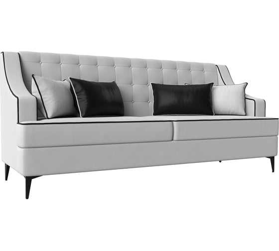 Изображение товара Прямой диван Лига диванов Марк полностью экокожа белая, кант экокожа черная, подушки экокожа БЕЛ/ЧЕР 111920