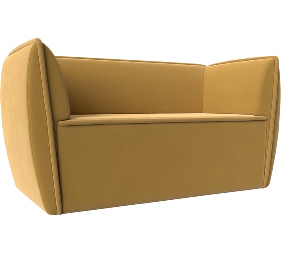 Изображение товара Прямой диван Лига диванов Бергамо 2-х местный полностью микровельвет желтый 112055