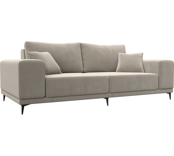 Изображение товара Прямой диван Лига диванов Льюес полностью микровельвет бежевый 108601