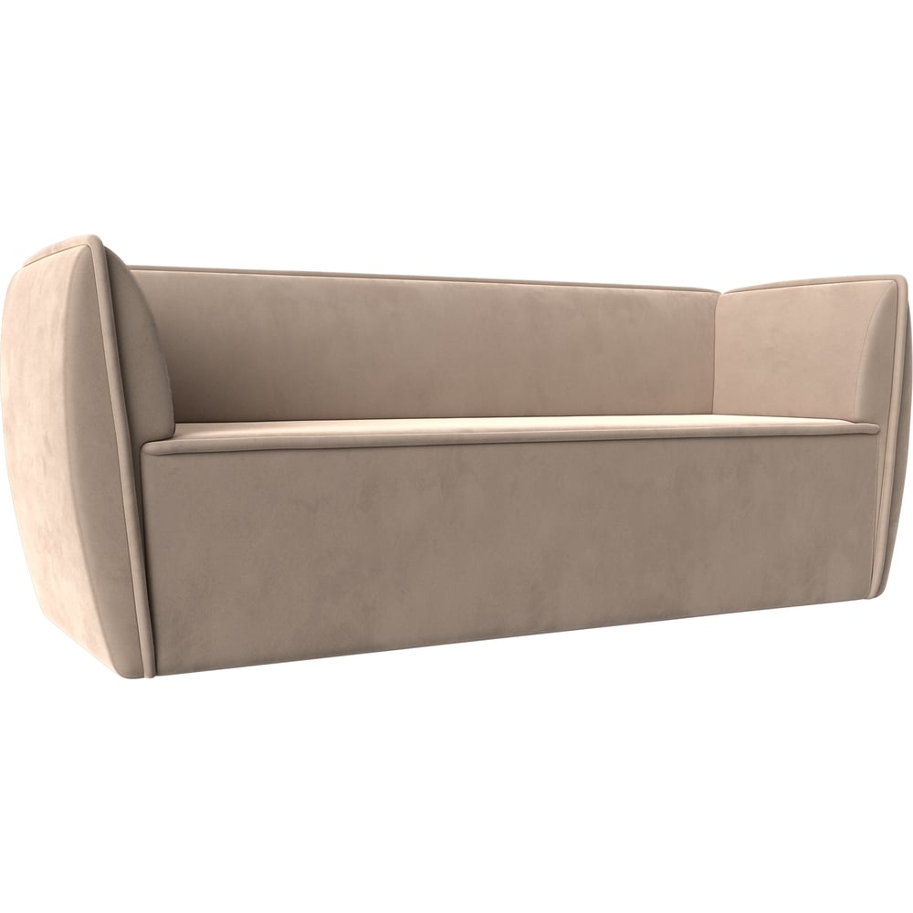 Изображение товара Прямой диван Бергамо 3-х местный из велюра бежевый Лига диванов