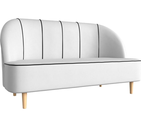 Изображение товара Кушетка Лига диванов Фелини полностью экокожа белая, кант экокожа чрная 109874