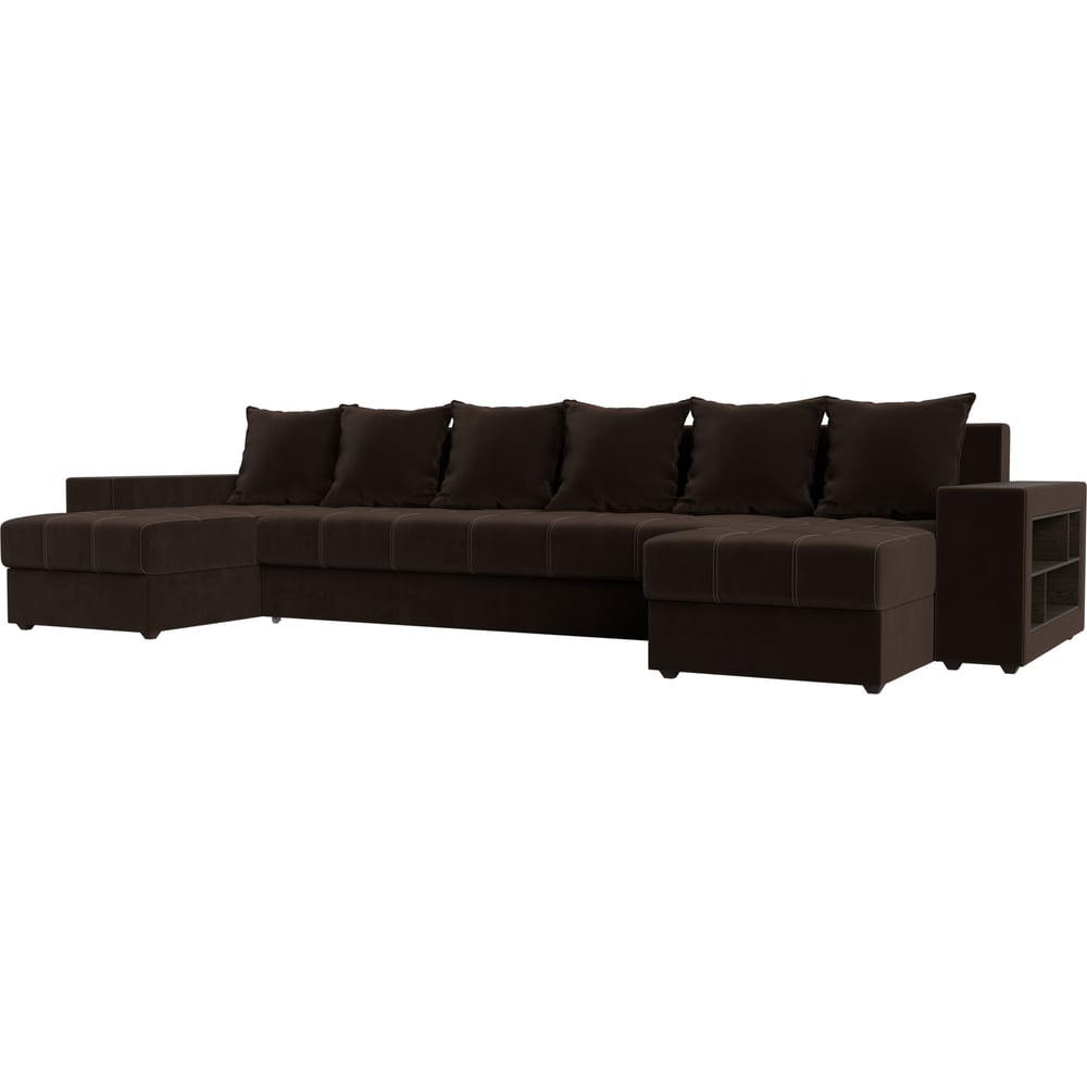 П-образный диван Лига диванов диван артмебель сатурн микровельвет коричневый п образный