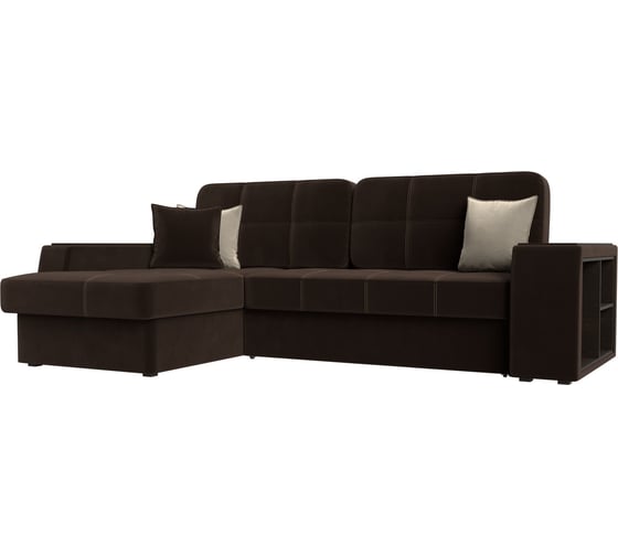 Изображение товара Угловой диван Лига диванов Брюссель левый полностью микровельвет коричневый 29388L